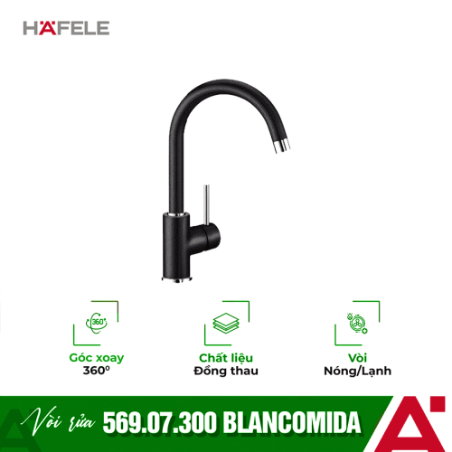 Vòi rửa chén bát Hafele Blancomida màu đen 569.07.300