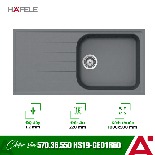 Chậu rửa bát đá Hafele HS19-GED1R60 570.36.550