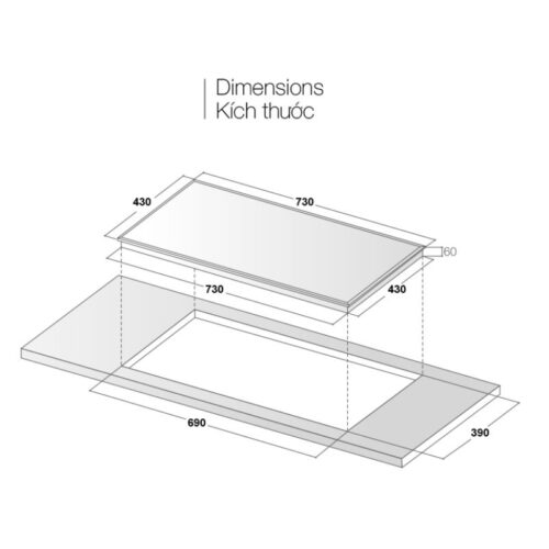 Kích thước bếp Từ D’mestik TL922DKI