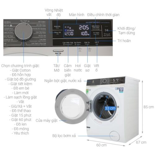Kích thước máy giặt Electrolux EWF1023BESA