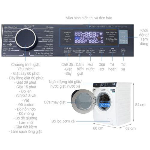 Kích Thước Máy Giặt Electrolux EWW1142Q7WB