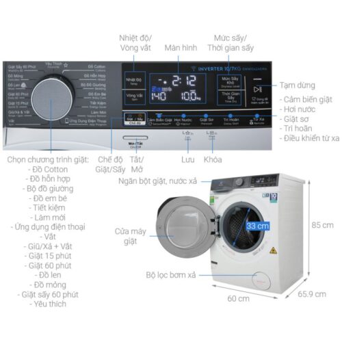 Kích thước máy giặt sấy Electrolux EWW1042AEWA