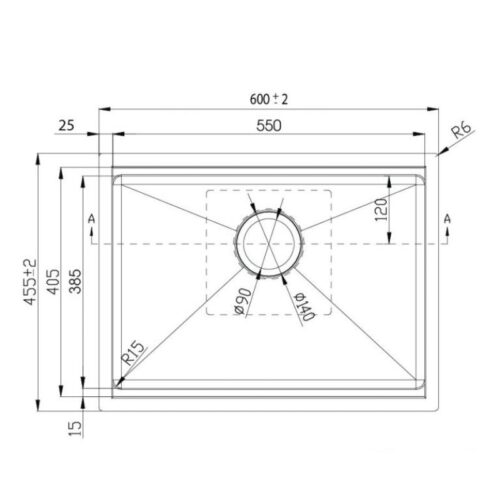 Chậu rửa bát Konox Workstation - Undermount KN6046SU 3 Kích thước chậu rửa bát Konox Workstation - Undermount KN6046SU