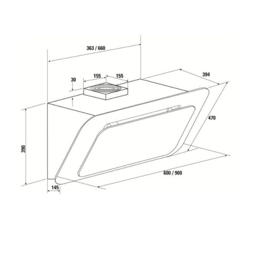Kích thước máy hút mùi Brandt BHV6961B