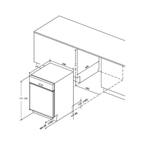 Kích thước máy rửa bát Eurosun SMS78EU12EB 13+ bộ