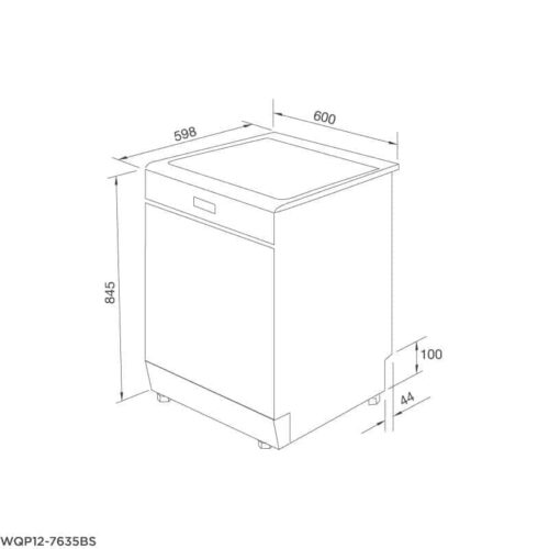 Kích thước máy rửa chén bát Malloca WQP12-7635BS