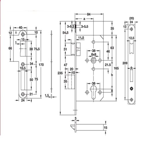 Thân khóa lưỡi gà chốt chết C/C 72mm Hafele 911.02.168 3 Thiết kế của Thân Khóa Lưỡi Gà Chốt Chết C/C 72mm Hafele 911.02.168