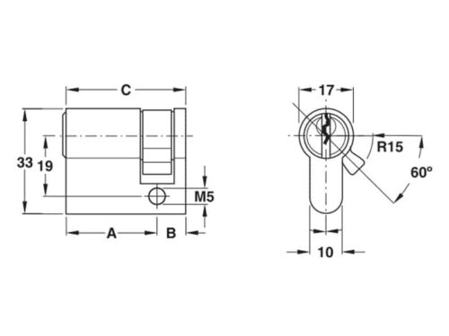 Ruột khóa 1 đầu Hafele 916.00.607, 75.5mm Đồng thau