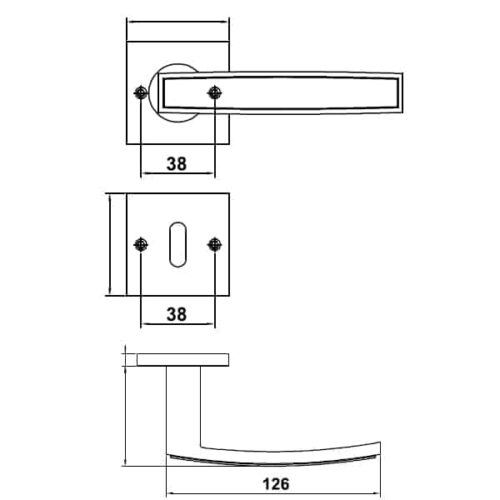 Tay nắm gạt cửa phòng Hafele 903.92.716 3 Kích thước của Tay nắm gạt cửa phòng Hafele 903.92.716