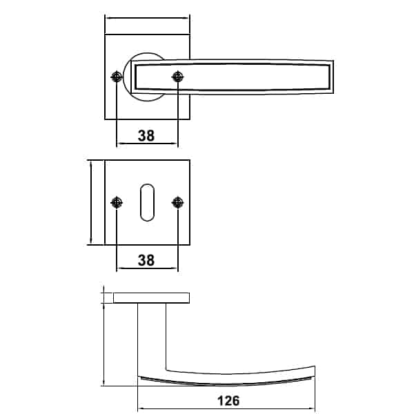 Kích thước của Tay nắm gạt cửa phòng Hafele 903.92.716 Kích thước của Tay nắm gạt cửa phòng Hafele 903.92.716