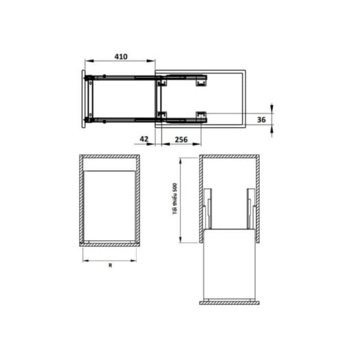 Bộ rổ gia vị, dao thớt Hafele Sonata 549.20.010 250mm 4 Bộ rổ gia vị, dao thớt Hafele Sonata 549.20.010 250mm