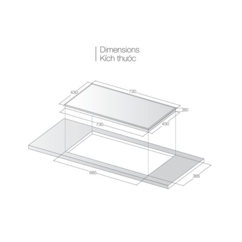 Bếp từ đôi Lorca LCI 816 PLUS lắp âm 3 Kích thước bếp từ đôi Lorca LCI 816 PLUS lắp âm