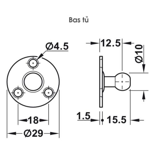 Bas tủ pittong đẩy cánh tủ 80N Hafele 373.82.907