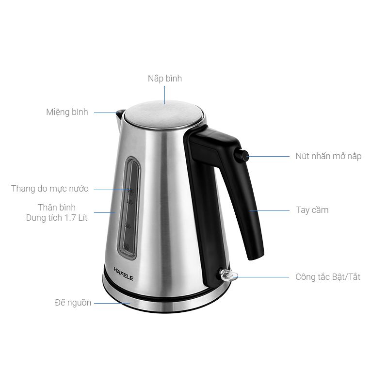 Chi tiết ấm đun nước Hafele T-907B 535.43.731 Chi tiết ấm đun nước Hafele T-907B 535.43.731