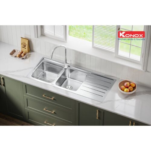 Ảnh chậu rửa bát inox 2 hố Konox KS11650 1D – Bàn phải