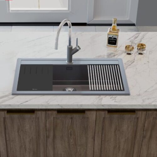 Ảnh thực tế chậu rửa bát đá 1 hố Konox Terra 860S Grey