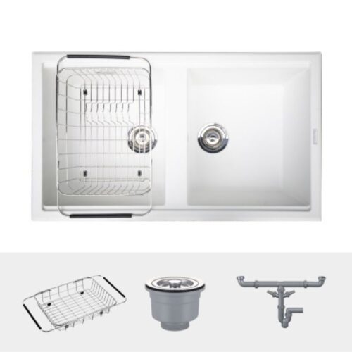 Chi tiết chậu rửa bát Konox Granite Sink Phoenix Smart 860 White Silver
