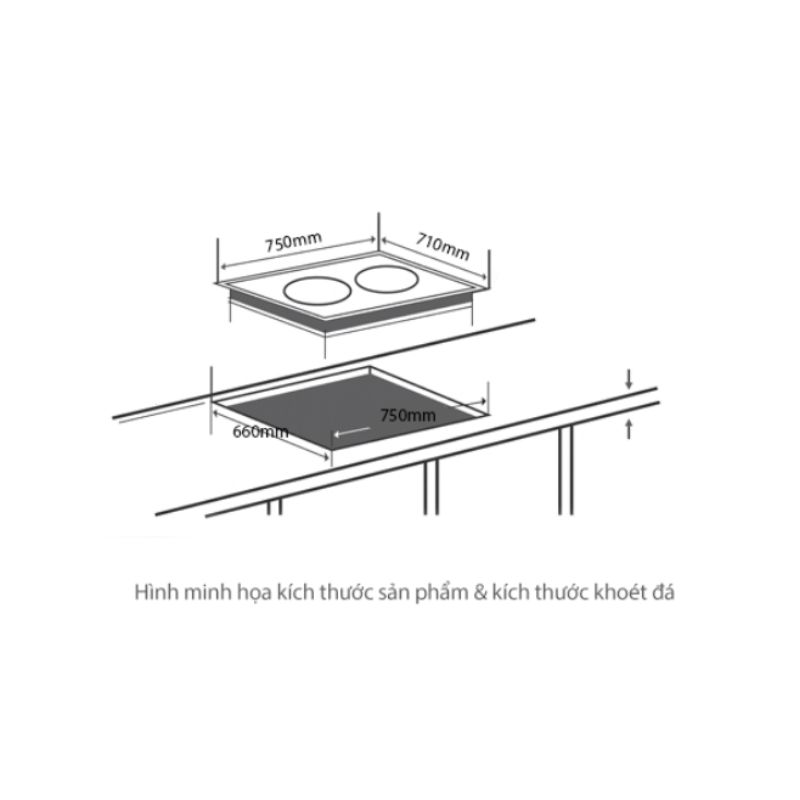 Kích thước bếp từ đôi Junger NKD-22+ lắp âm Kích thước bếp từ đôi Junger NKD-22+ lắp âm