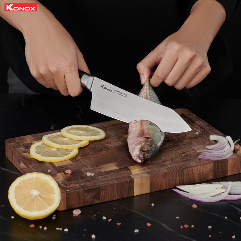 Ảnh dao thép Nhật Konox Damascus Eiko Series 7″ Deba Knife Ảnh dao thép Nhật Konox Damascus Eiko Series 7″ Deba Knife