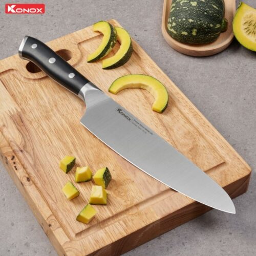 Dao đầu bếp thép Đức Konox Emmitt Series 8″ Chef Knife 3 Hình ảnh dao đầu bếp thép Đức Konox Emmitt Series 8″ Chef Knife