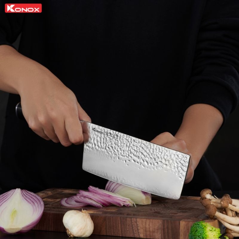 Hình ảnh dao thái thép Nhật Konox Damascus Eiko Series 7″ Chopper Hình ảnh dao thái thép Nhật Konox Damascus Eiko Series 7″ Chopper