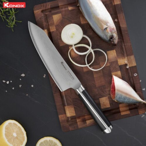 Dao thép Nhật Konox Damascus Eiko Series 7″ Deba Knife 3 Hình ảnh dao thép Nhật Konox Damascus Eiko Series 7″ Deba Knife