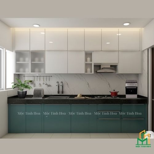 Ảnh mẫu tủ bếp Inox cánh kính cường lực CKCL17 - Tủ bếp chữ I, hiện đại Ảnh mẫu tủ bếp Inox cánh kính cường lực CKCL17 - Tủ bếp chữ I, hiện đại