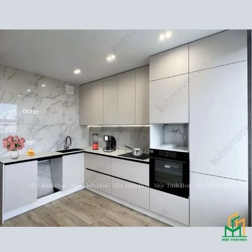 Hình ảnh mẫu tủ bếp nhựa cánh Acrylic TBNA05 - Tủ bếp chữ L, hiện đại Hình ảnh mẫu tủ bếp nhựa cánh Acrylic TBNA05 - Tủ bếp chữ L, hiện đại