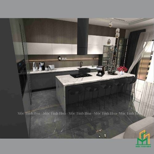 Hình ảnh mẫu tủ bếp nhựa cánh Melamine TBNM05 - Tủ bếp chữ L, hiện đại Hình ảnh mẫu tủ bếp nhựa cánh Melamine TBNM05 - Tủ bếp chữ L, hiện đại