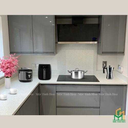 Mẫu tủ bếp nhựa cánh Acrylic TBNA03 - Tủ bếp chữ L, hiện đại