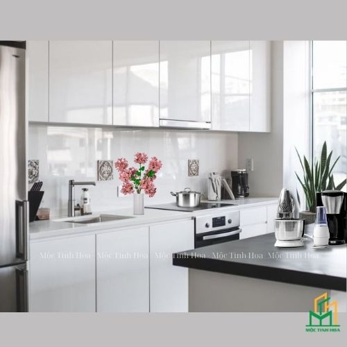 Mẫu tủ bếp nhựa cánh Acrylic TBNA04 - Tủ bếp chữ I, hiện đại