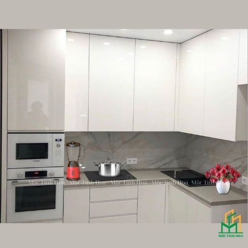 Mẫu tủ bếp nhựa cánh Acrylic TBNA05 - Tủ bếp chữ L, hiện đại