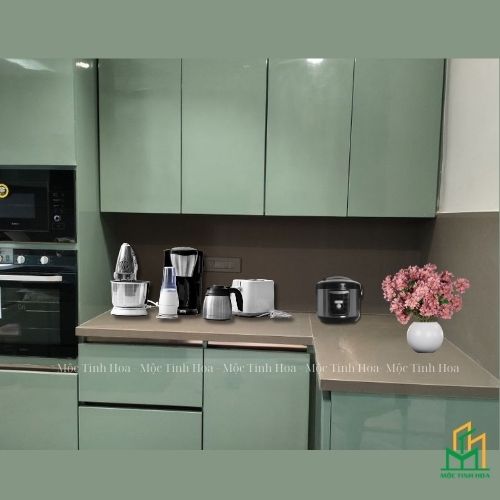 Mẫu tủ bếp nhựa cánh Acrylic TBNA08 - Tủ bếp chữ L, hiện đại