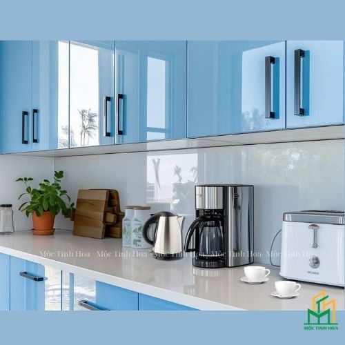 Mẫu tủ bếp nhựa cánh Acrylic TBNA09 - Tủ bếp chữ L, hiện đại