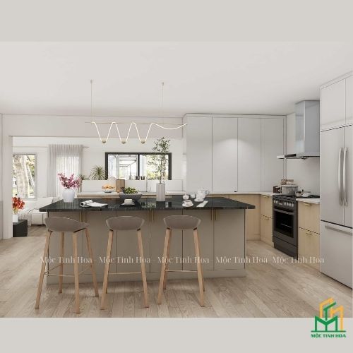 Mẫu tủ bếp nhựa cánh Laminate TBNL04 - Tủ bếp chữ I, hiện đại