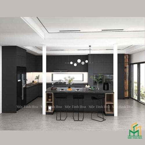 Mẫu tủ bếp nhựa cánh Melamine TBNM08 - Tủ bếp chữ i, hiện đại