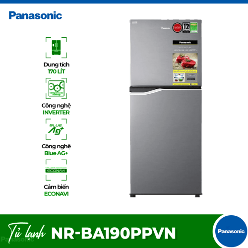 Tủ Lạnh 2 cánh Inverter 170 Lít Panasonic NR-BA190PPVN