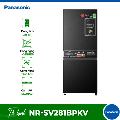Tủ Lạnh 2 cánh Inverter 255 Lít Panasonic NR-SV281BPKV