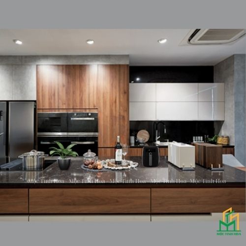 Tủ bếp gỗ An Cường AC08 - Tủ bếp chữ i, hiện đại