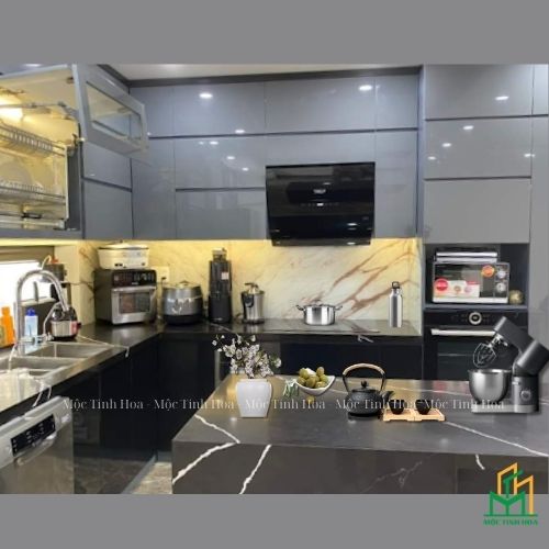 Tủ bếp An Cường AC12 - Tủ bếp chữ L, hiện đại