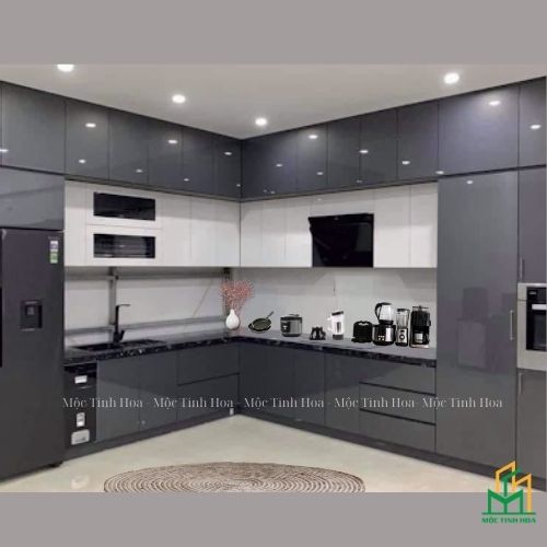 Tủ bếp gỗ An Cường AC21 - Tủ bếp chữ L, hiện đại
