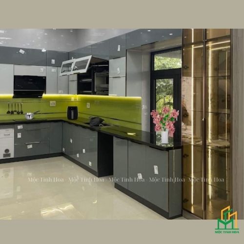 Tủ bếp gỗ An Cường AC22 - Tủ bếp chữ L, hiện đại