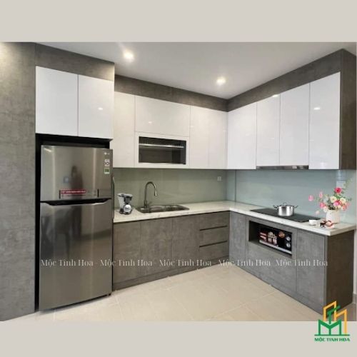 Tủ bếp gỗ An Cường AC23 - Tủ bếp chữ L, hiện đại