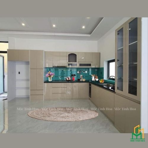 Tủ bếp gỗ An Cường AC24 - Tủ bếp chữ L, hiện đại