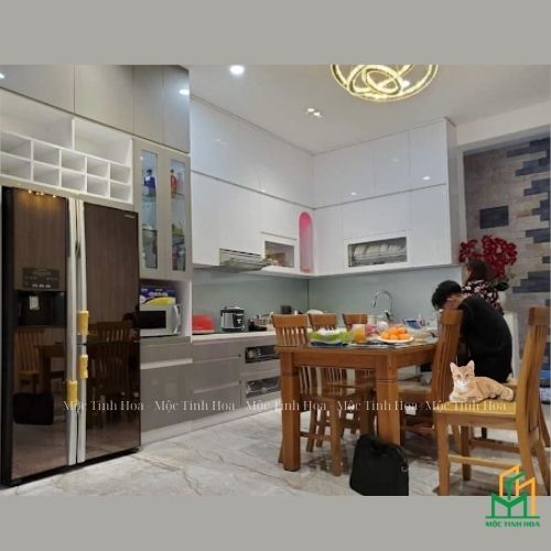 Tủ bếp gỗ An Cường AC25 - Tủ bếp chữ L, hiện đại